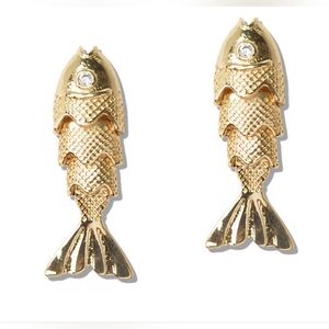 Gold Tone Fish-Shaped Stud Earrings